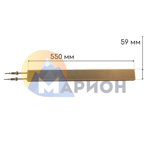 Литой нагреватель 550*29*59,  2600 Вт 380 В, тефлоновое покрытие